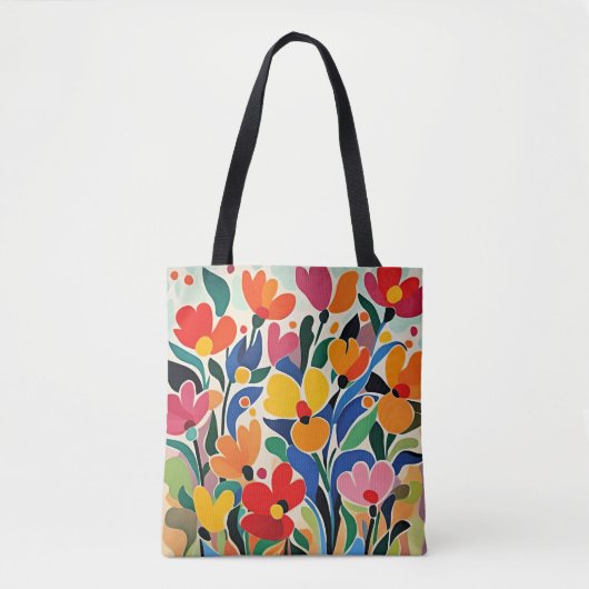 Tote Bag Fond floral abstrait, vibrant, (Devant)