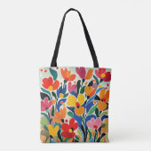 Tote Bag Fond floral abstrait, vibrant, (Dos)