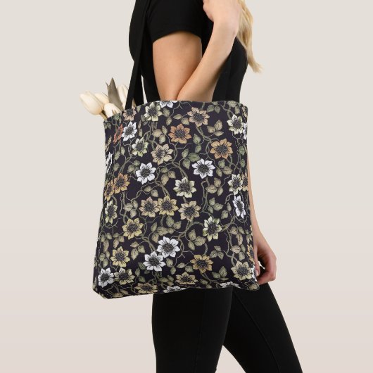 Tote Bag Fond floral d'anémone texturé vintage | (De près)