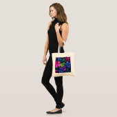 Tote Bag Fond vibrant de feuilles tropicales néon Monstera (Devant (modèle))