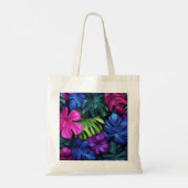 Tote Bag Fond vibrant de feuilles tropicales néon Monstera (Dos)