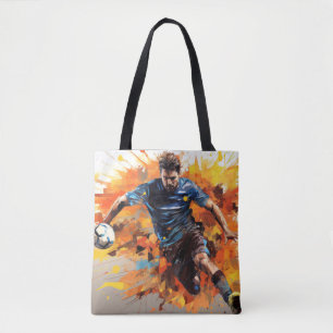 Tote Bag Football Football Action Sport Peinture Art Abstra