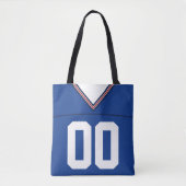 Tote Bag Football Jersey, Bleu, Nom & Numéro Modèle (Devant)
