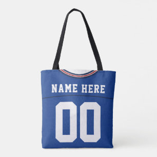 Tote Bag Football Jersey, Bleu, Nom & Numéro Modèle