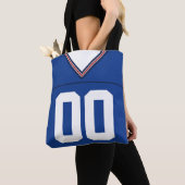 Tote Bag Football Jersey, Bleu, Nom & Numéro Modèle (De près)