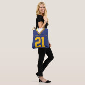 Tote Bag Football Jersey, Bleu, Nom & Numéro Modèle (Sur le modèle)