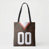 Tote Bag Football Jersey, Brown, nom et numéro Modèle (Devant)