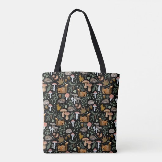 Tote Bag Forêt automnale champignons et animaux d'automne (Dos)