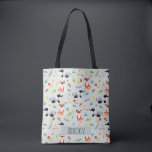 Tote Bag Forêt de bois mou Motif animal et nom Enfants<br><div class="desc">Ce sac fourre-tout pour enfants,  mignon et moderne,  neutre,  est doté d'un motif de forêt de couleur aquarelle avec renard,  blaireau,  écureuil,  lièvre et verdure,  et peut être personnalisé avec votre nom de garçon. Le cadeau idéal pour les enfants ou les tout-petits,  à thème de la faune des bois.</div>