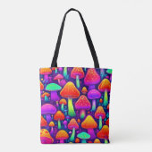 Tote Bag Forêt de champignons à lueur de néon (Dos)