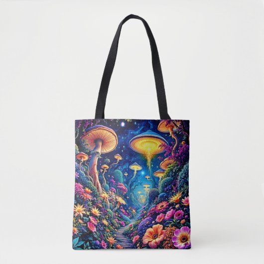 Tote Bag Forêt de fleurs mystiques sous les étoiles (Devant)