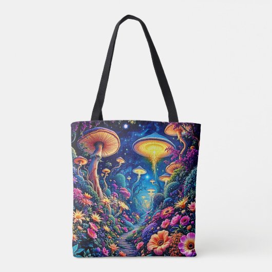 Tote Bag Forêt de fleurs mystiques sous les étoiles (Dos)