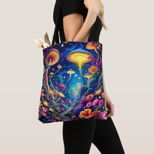 Tote Bag Forêt de fleurs mystiques sous les étoiles (De près)