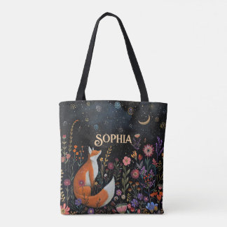 Tote Bag Forêt de fleurs sauvages Renard Rouge