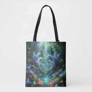Tote Bag Forêt de Jungle Magique Enchantée Bioluminescente