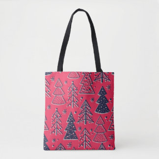 Tote Bag Forêt de Noël : Papier peint en silhouette d'hiver