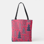 Tote Bag Forêt de Noël : Papier peint en silhouette d'hiver (Dos)