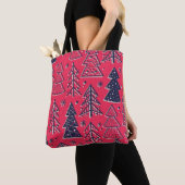 Tote Bag Forêt de Noël : Papier peint en silhouette d'hiver (De près)