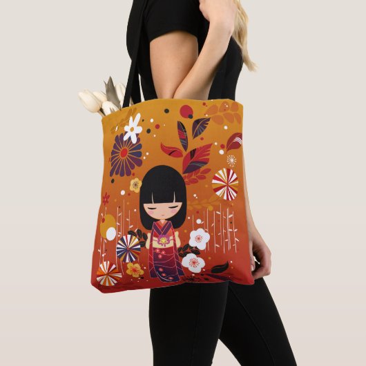 Tote Bag Forêt de poupées Kokeshi (De près)