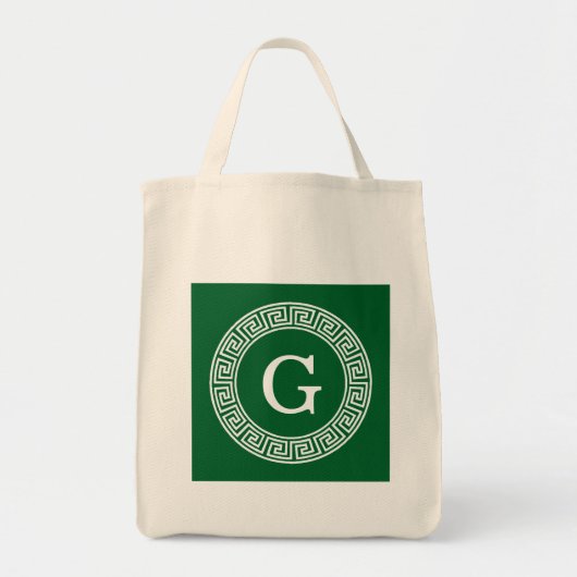 Tote Bag Forêt Gr Wht Cadre Rnd Key Grec Premier Monogramme (Devant)