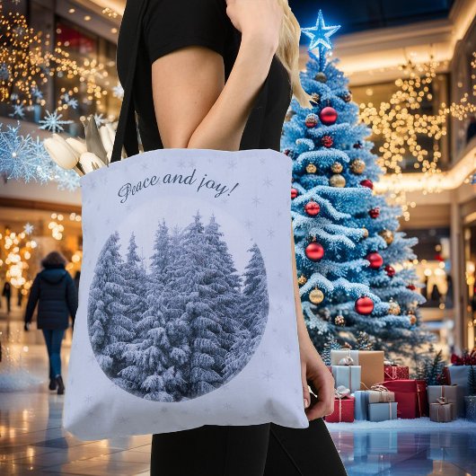 Tote Bag Forêt hivernale magique - bleu, coutume
