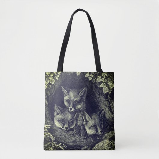 Tote Bag forêt vintage de renard (Devant)