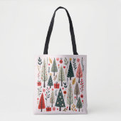 Tote Bag Forêt Whimsical d'arbres de Noël (Devant)
