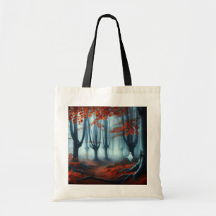 Tote Bag Forêts éffrayantes d'automne avec un fantôme
