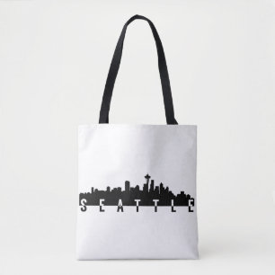 Tote Bag forme de noir de silhouette d'horizon de ville de