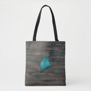 Tote Bag Forme d'état du Maine Turquoise