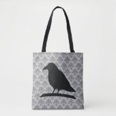 Tote Bag Forme d'oiseau corbeau noir avec Arrière - plan Da (Devant)