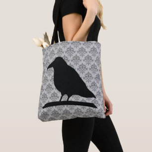 Tote Bag Forme d'oiseau corbeau noir avec Arrière - plan Da