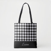 Tote Bag Forme géométrique diamant noir et blanc personnali (Devant)