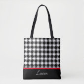 Tote Bag Forme géométrique diamantée chic noir et blanc (Devant)