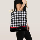 Tote Bag Forme géométrique diamantée chic noir et blanc (De près)