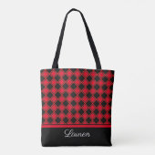 Tote Bag Forme géométrique en losange noir et rouge (Dos)