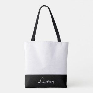 Tote Bag Forme géométrique ovale en noir et blanc personnal