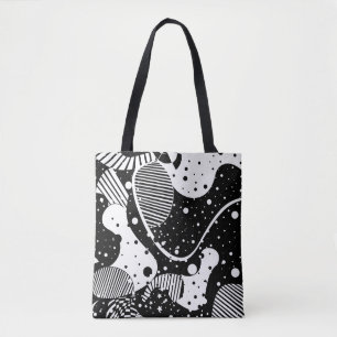 Tote Bag Formes Abstraites modernes en noir et blanc