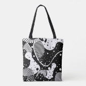 Tote Bag Formes Abstraites modernes en noir et blanc (Dos)