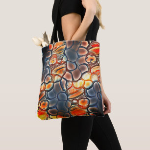 Tote Bag Formes arrondies en cyan brûlé et orange membre