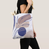 Tote Bag Formes biologiques Abstraites - Bleu et Beige (De près)