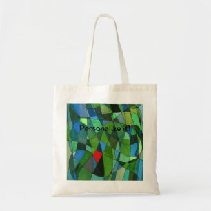 Tote Bag Formes courbes douces en vert cool avec accent rou