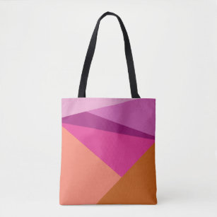 Tote Bag Formes de bloc de couleur géométrique en Magenta v
