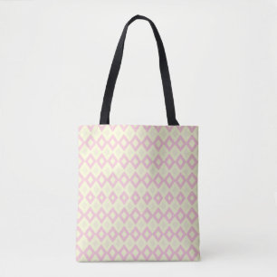 Tote Bag Formes de diamant rose et blanc sur