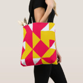 Tote Bag Formes de Motif géométrique rouge et jaune (De près)