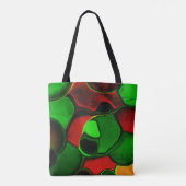Tote Bag Formes déformées et étranges, couleurs rouge et ve (Dos)