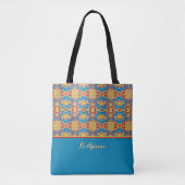 Tote Bag Formes d'inspiration tribale turquoise, jaune et r (Devant)
