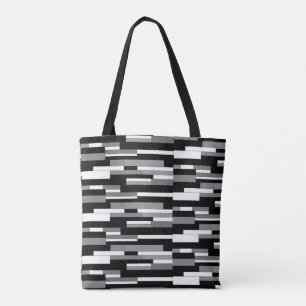 Tote Bag Formes géométriques abstraites en noir, gris et bl