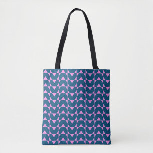 Tote Bag Formes géométriques modernes Motif en bleu et rose