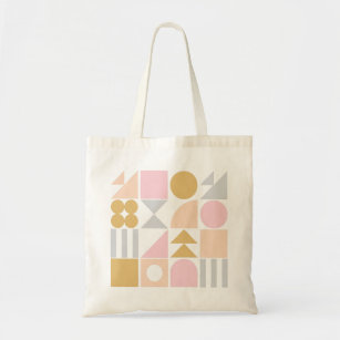 Tote Bag Formes géométriques Motif en rose et or pastel